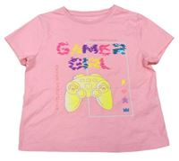 Neónově ružové tričko s nápisom a ovladačem F&F