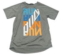 Sivé melírované športové tričko s nápisom H&M