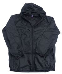 Čierna šušťáková ľahká bunda s kapucňou