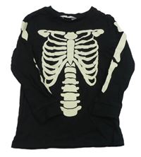 Černé pyžamové triko s kostmi H&M
