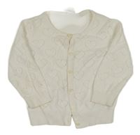 Bílý perforovaný propínací lehký svetr se srdíčky H&M