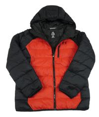 Čierno-červená šušťáková zateplená bunda s logom a kapucňou Under Armour