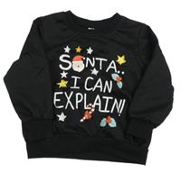 Čierna ľahká mikina s nápismi a Santou