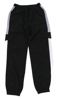 Čierno-fialové ľahké cuff nohavice shein