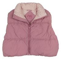 Růžová šusťáková crop zateplená vesta Zara