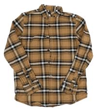 Hnědo-černá kostkovaná košile Next