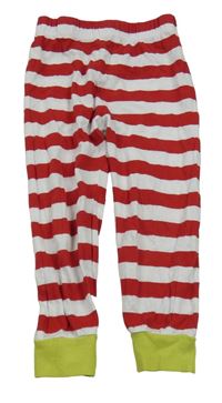 Červeno-bílé pruhované pyžamové kalhoty 