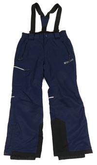 Tmavomodré šusťákové funkční oteplovačky a kšandami C&A