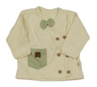 Smetanové zavinovací triko s motýlkem a kapsou