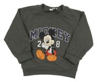 Tmavošedé triko s Mickeym a nápisem 