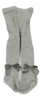 Sivé rebrované pančuchy s mašľami