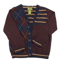 Vínový prepínaci ľahký sveter s pruhmi