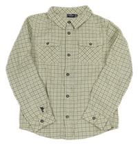 Zeleno-smetanová kostkovaná manšestrová košile