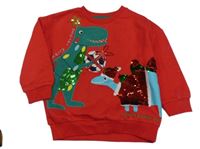 Nové - červená mikina s dinosaury z flitrů F&F