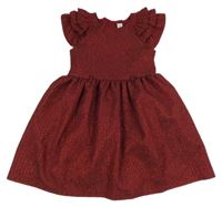 Rubínové třpytivé šaty s volánky Tu