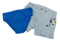 2 set - svetlomodré boxerky s Bluey + modré slipy