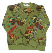 Tmavozelená mikina s želvami Ninja H&M