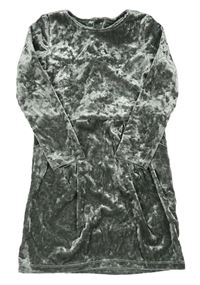 Sivé zamatové šaty zn. H&M
