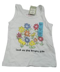 Biely top s kvetmi a nápisom Primark