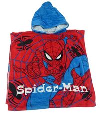 Červeno-modré froté osuškové pončo s kapucí - Spiderman