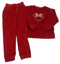 2Set - Červená plyšová mikina s Minnie + tepláky George