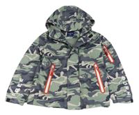 Šedo-khaki-béžová army šusťáková podzimní bunda s kapucí 