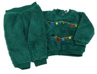 2set - Zelená chlpatá mikina s řetězem + tepláky zn. Lupilu