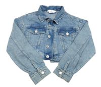 Svetlomodrá rifľová crop bunda H&M