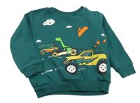 Tmavozelená mikina s diny a autami F&F