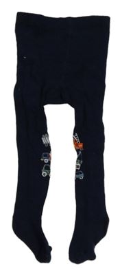 Tmavomodré punčoháče s autami