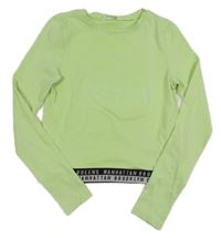 Světlezelené crop triko s nápisy H&M