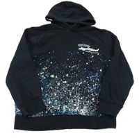 Tmavomodro-modro-zelená mikina s fleky a kapucí C&A