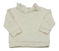 Smetanová mikina s límečkem s madeirou Tu