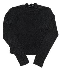 Čierne trblietavé crop tričko New Look