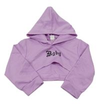 Lila crop mikina s nápisom a kapucňou Shein