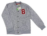 Nové - Tmavomodro-bílá melírovaná baseballová mikina s číslem M&Co.