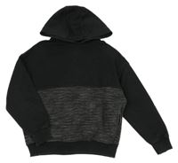 Čierno-sivá mikina s melírovaným prvkem a kapucňou M&S