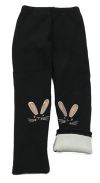 Černé zateplené legíny s králíčky 