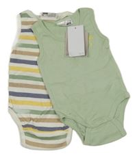 Nové - 2set - 2x body - mintové + bílo-barevné pruhované Ergee