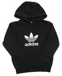 Černá mikina s logem a kapucí Adidas