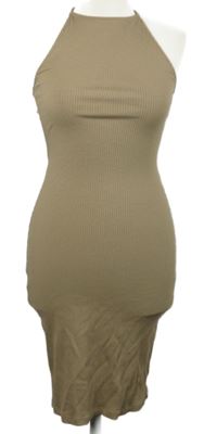Dámské béžové žebrované elastické šaty s volnými zády H&M