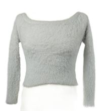Dámsky sivý chlpatý crop sveter H&M