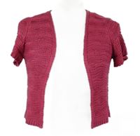 Dámsky fuchsiový háčkovaný svetrový cardigán TU