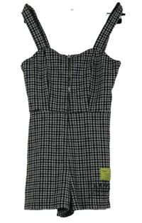 Dámsky čierno-biely kockovaný letný overal Bershka