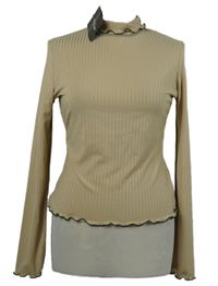 Nové - Dámské béžové žebrované crop triko PrettyLittle Thing