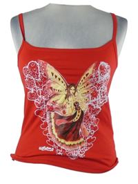 Dámský červený crop top s potiskem 