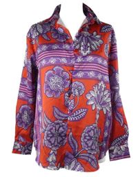 Dámská červeno-fialová květovaná saténová halenka Blind Date 