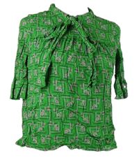 Dámska zelená kvietkovana blúzka s vázačkou Zara