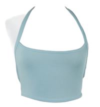 Dámsky svetlomodrý rebrovaný crop top Shein