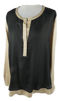 Dámska béžovo-čierna saténová polo blúzka Gerry Weber